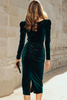 Load image into Gallery viewer, Dark Green Bodycon Boat Neck Midi Holiday Party Dress with Sleeves