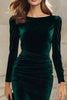 Load image into Gallery viewer, Dark Green Bodycon Boat Neck Midi Holiday Party Dress with Sleeves
