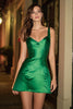 Load image into Gallery viewer, Simple Green Satin A Line Thick Straps Short Cocktail Dress