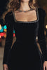 Load image into Gallery viewer, Sparkly Black Velvet Tight Square Neck Beaded Short Holiday Party Dress