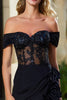 Load image into Gallery viewer, Sparkly Black Tight Beaded Short Cocktail Dress with Ruffles