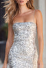 Load image into Gallery viewer, Sparkly Silver Tight Sequins Short Cocktail Dress with Slit
