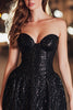 Load image into Gallery viewer, Sparkly Black A Line Sequins Sweetheart Short Cocktail Dress