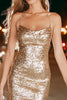 Load image into Gallery viewer, Sparkly Gold Tight Sequins Spaghetti Straps Short Cocktail Dress