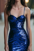 Load image into Gallery viewer, Sparkly Royal Blue Sequins Tight Short Cocktail Dress