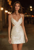 Load image into Gallery viewer, Sparkly Ivory Sequins Cut Out Tight Short Cocktail Dress