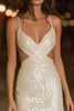 Load image into Gallery viewer, Sparkly Ivory Sequins Cut Out Tight Short Cocktail Dress