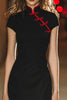 Load image into Gallery viewer, Black Tight High Neck Ruched Short Cocktail Dress with Slit