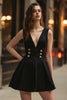 Load image into Gallery viewer, Black A Line V-Neck Short Cocktail Dress