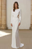 Load image into Gallery viewer, Ivory Mermaid Long Sleeves Cut Out Sweep Train Wedding Dress