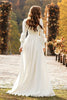 Load image into Gallery viewer, Simple Ivory A Line Square Neck Long Sleeves Sweep Train Wedding Dress