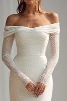 Load image into Gallery viewer, Ivory Mermaid Off the Shoulder Long Sleeves Wedding Dress