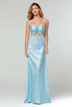 Black  Sheath Satin Sweetheart Cut Out Long Formal Dress