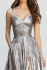 Load image into Gallery viewer, Sparkly Silver A-Line Metallic Pleated Long Formal Dress with Slit