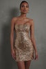 Load image into Gallery viewer, Sparkly Gold Sequins Tight Strapless Short Cocktail Dress