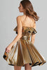 Load image into Gallery viewer, Sparkly Gold Metallic A-Line Pleated Strapless Short Cocktail Dress