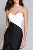 Load image into Gallery viewer, Black and White Mermaid Satin Patchwork Long Formal Dress with Ruffles