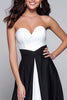 Load image into Gallery viewer, Black and White Satin Patchwork Sweetheart Long Formal Dress