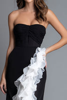 Load image into Gallery viewer, Black and White Mermaid Chiffon Sweetheart Long Formal Dress with Ruffles