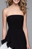 Load image into Gallery viewer, Black and White A-Line Ruffled Strapless Long Formal Dress with Slit