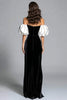 Load image into Gallery viewer, Black and White Velvet Mermaid Long Corset Formal Dress