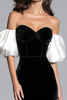 Black and White Velvet Mermaid Long Corset Formal Dress