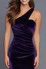 Load image into Gallery viewer, Plum One Shoulder Mermaid Velvet Ruched Long Holiday Party Dress