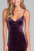 Load image into Gallery viewer, Plum Sheath Spaghetti Straps Velvet Long Holiday Party Dress