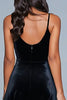 Load image into Gallery viewer, Black Spaghetti Straps Velvet A-Line Long Holiday Party Dress