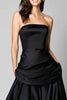 Load image into Gallery viewer, Black A-Line Satin Strapless Ruched Long Formal Dress