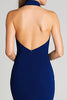 Load image into Gallery viewer, Navy Halter Satin Mermaid Halter Long Formal Dress with Slit