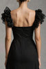 Load image into Gallery viewer, Black A-Line Tulle Square Neck Long Formal Dress with Ruffles