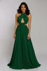 Load image into Gallery viewer, Dark Green Chiffon Halter Cut-Out A-Line Long Holiday Party Dress