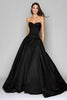 Load image into Gallery viewer, Black Satin A-Line Sweetehart Strapless Long Formal Dress