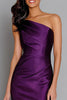 Load image into Gallery viewer, Purple Satin Mermaid One Shoulder Ruched Long Formal Dress