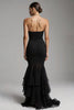 Load image into Gallery viewer, Black Mermaid Tulle Sweetheart Long Formal Dress with Ruffles