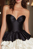 Load image into Gallery viewer, Black and White Satin Sweetheart A-Line Short Cocktail Dress with Ruffles