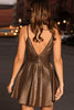 Load image into Gallery viewer, Sparkly Coffee Metallic A-Line Spaghetti Straps Short Cocktail Dress
