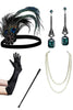 Load image into Gallery viewer, Sparkly Champagne Fringed Bodycon Short 1920s Dress with 20s Accessories Set