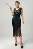 Load image into Gallery viewer, Sparkly Champagne Fringed Bodycon Short 1920s Dress with 20s Accessories Set