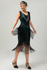Load image into Gallery viewer, Sparkly Champagne Fringed Bodycon Short 1920s Dress with 20s Accessories Set