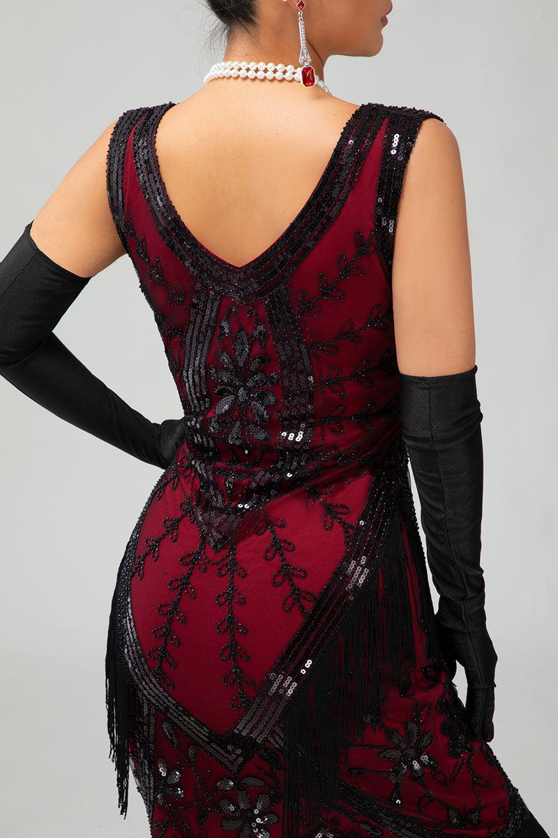 Load image into Gallery viewer, Sparkly Champagne Fringed Bodycon Short 1920s Dress with 20s Accessories Set