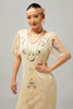 Load image into Gallery viewer, Sparkly Black Blue Sequins Short Sleeves 1920s Dress with Fringes