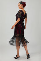 Load image into Gallery viewer, Sparkly Apricot Sequins Short Sleeves 1920s Dress with Fringes
