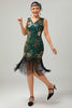 Load image into Gallery viewer, Sparkly Green Golden Fringed Bodycon Short 1920s Dress with Sequins