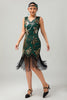 Load image into Gallery viewer, Sparkly Black Golden Sequins Fringed Flapper Dress with Beading
