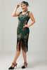 Load image into Gallery viewer, Sparkly Green Golden Fringed Bodycon Short 1920s Dress with Sequins