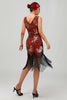 Load image into Gallery viewer, Sparkly Black Golden Sequins Fringed Flapper Dress with Beading