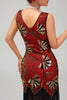 Load image into Gallery viewer, Sparkly Black Golden Sequins Fringed Flapper Dress with Beading