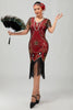 Load image into Gallery viewer, Sparkly Black Silver Sequins Short Sleeves Flapper Dress with Fringes